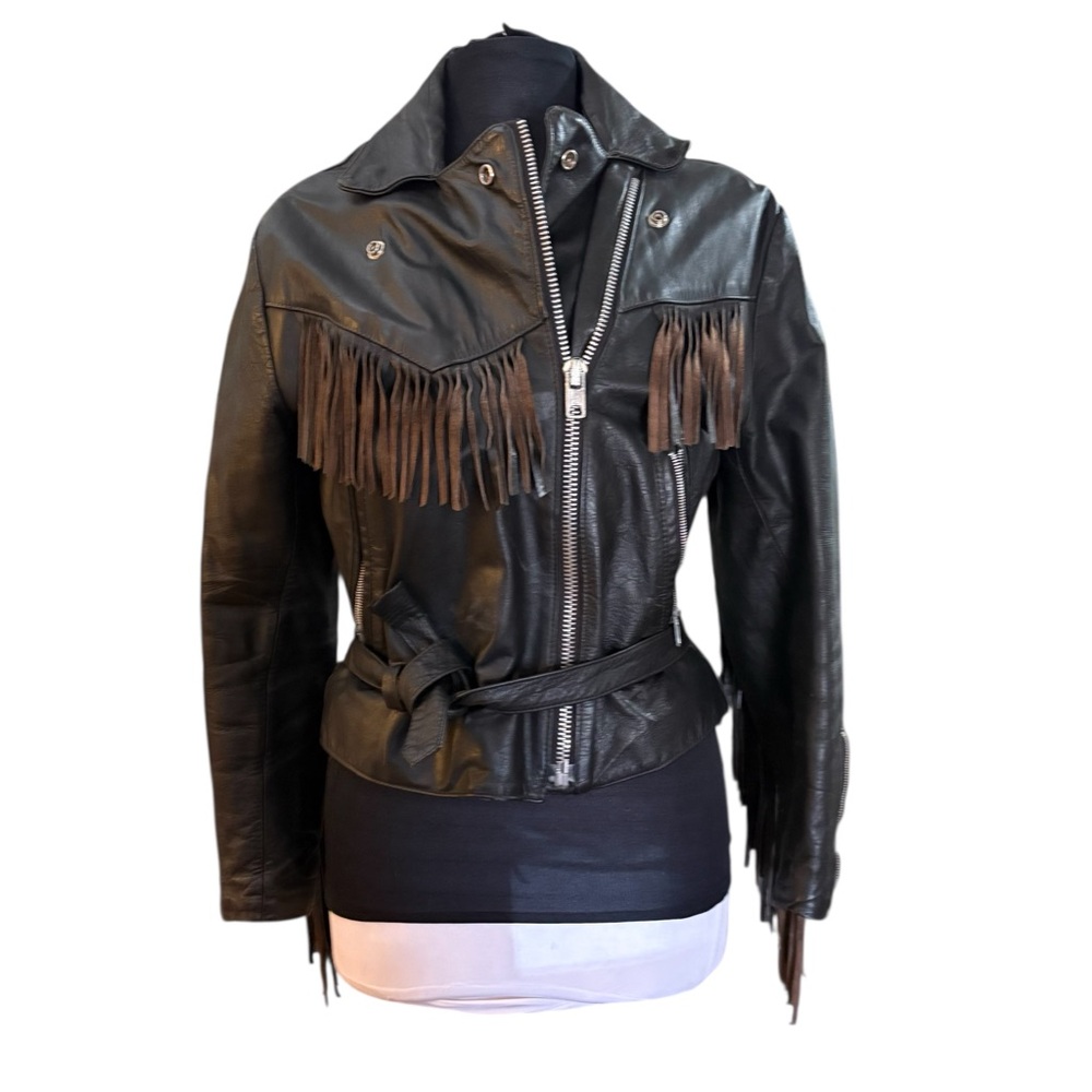 All American Rider Black Leather Fringe Jacket M - Picture 4 of 14